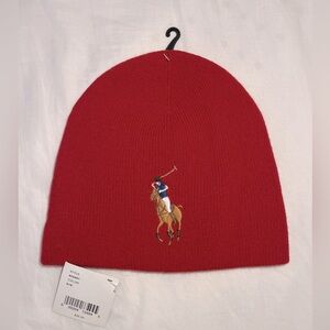 Polo Ralph Lauren Red Wool Beanie, Deadstock